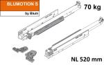 MOVENTO mit BLUMOTION S, Vollauszug für Holzschubkasten, 70 kg, NL=520mm, mit Kupplungen, für TIP-ON-Blumotion, 766H5200S